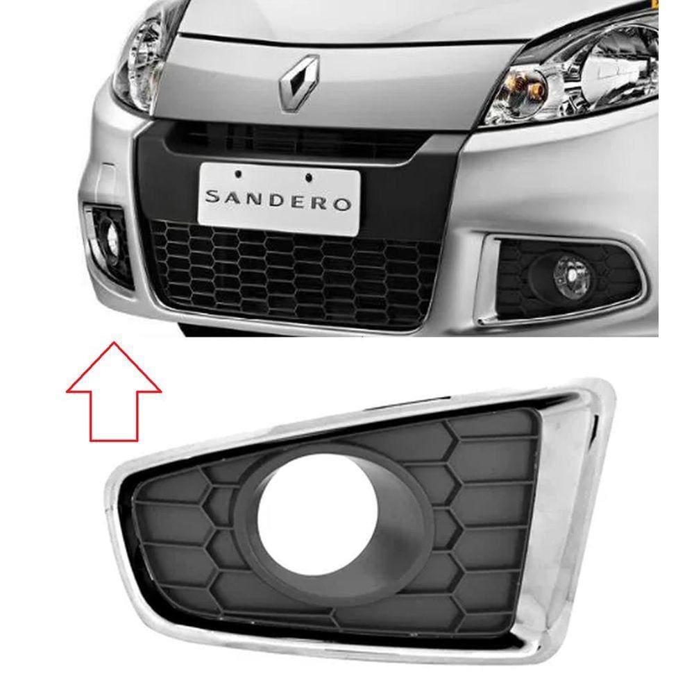 Grade Moldura Farol Milha Sandero 2011 2012 2013 2014 Cromado Direito