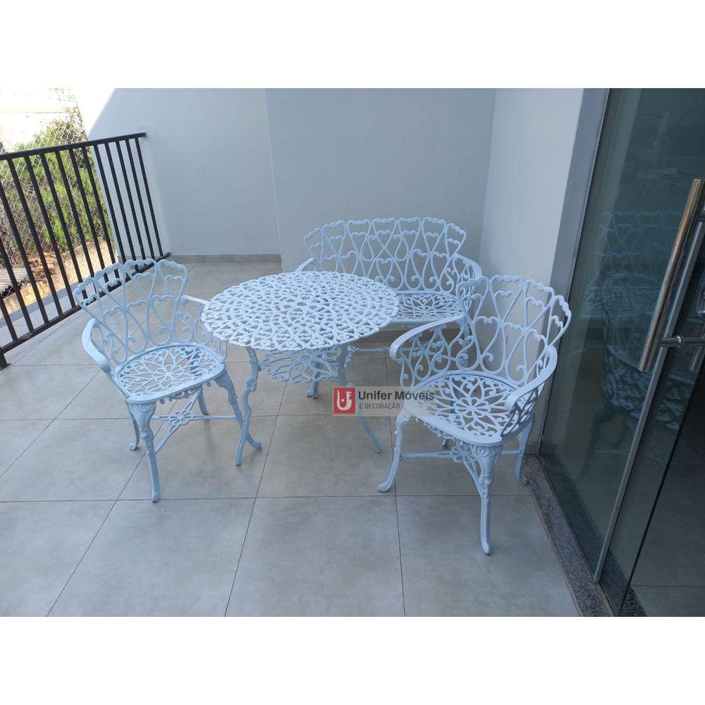 Conjunto de Mesa para Jardim Viena com Namoradeira e Mesa Alta em Alumínio Fundido Unifer Móveis
