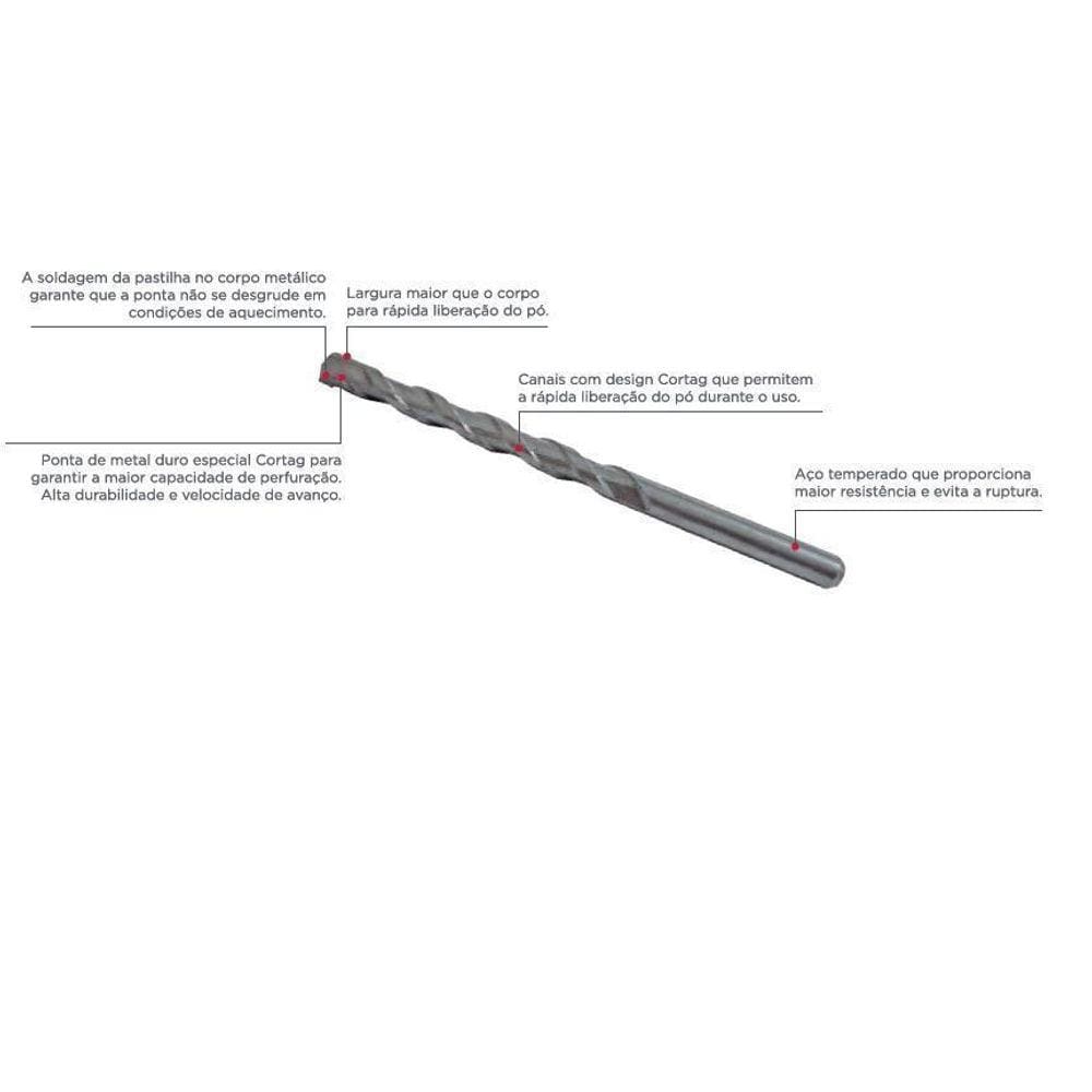 Broca Ponta Metal Duro 5mmx90mm Cortag 62288 - Kit 10 Peças