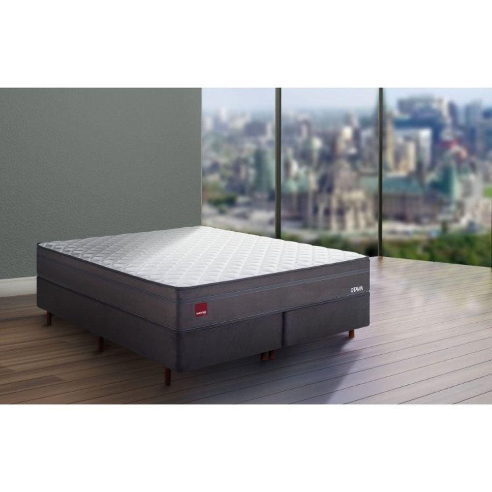 Cama Box Solteiro Molas 88x188cm Multispiral Otawa Cinza