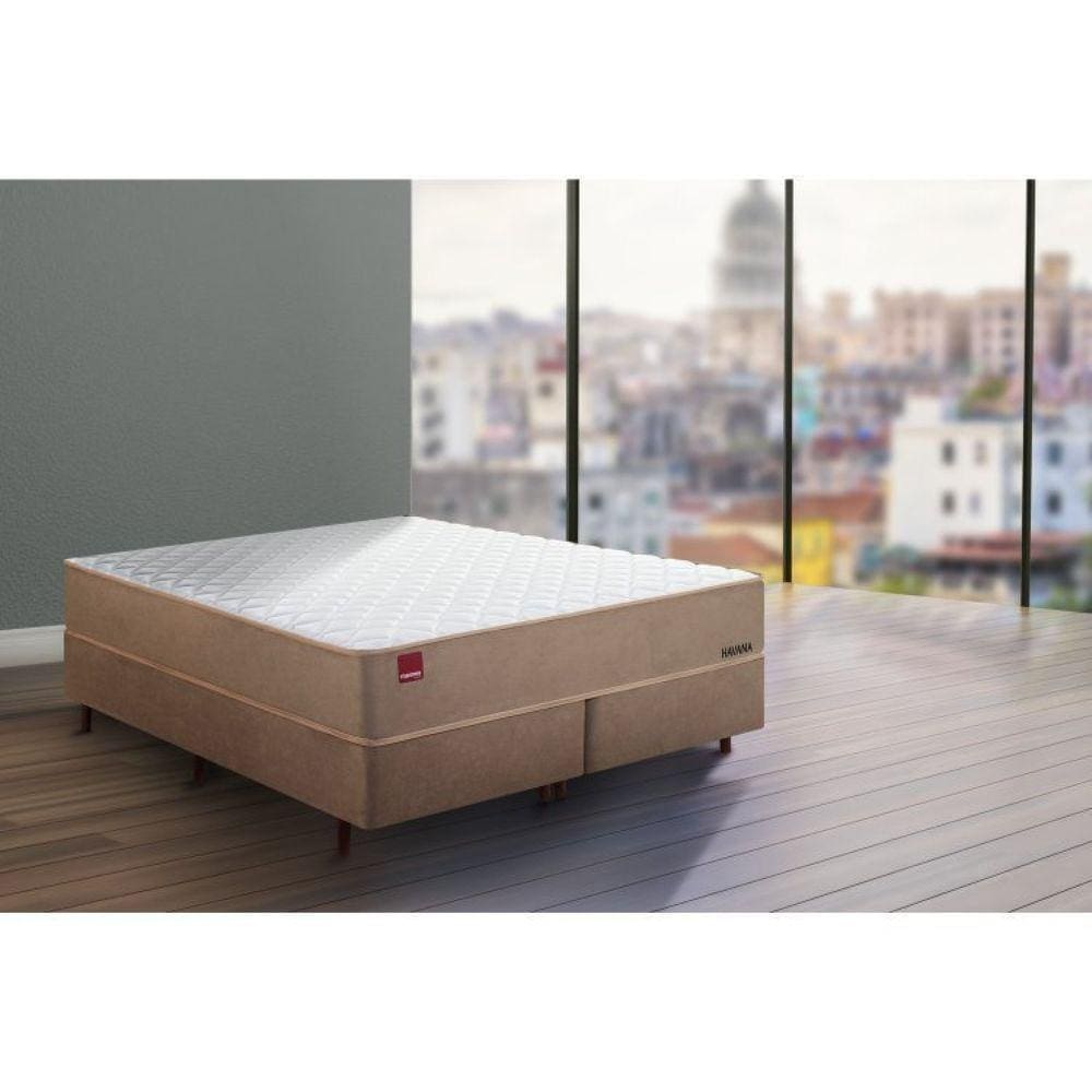 Cama Box Casal Molas Ensacadas Havana Bege