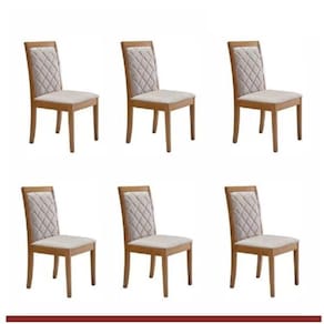 Conjunto 6 Cadeiras Estofadas Berlim Espresso Móveis Cinamomo/Bege