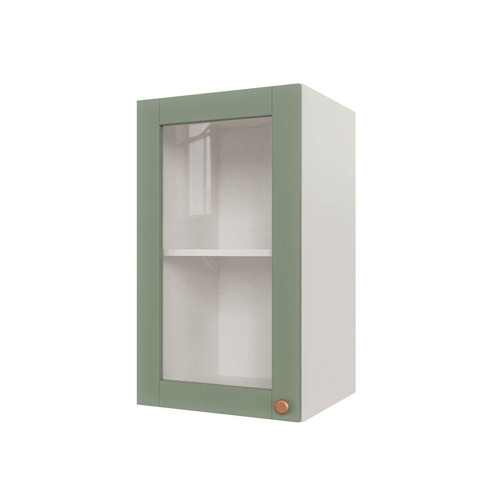 Armário Aéreo 1 Portas 40cm com Porta de Vidro Arizona Cabecasa Madeiramadeira Branco/Menta