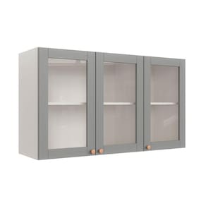 Armário Aéreo 3 Portas 120cm com Porta de Vidro Arizona Cabecasa Madeiramadeira Branco/Cinza
