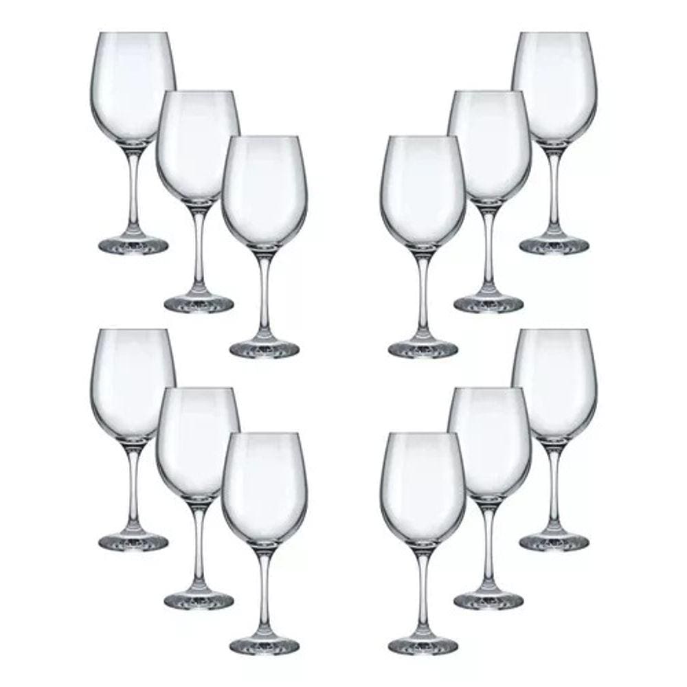 Jogo 12 Unidades Taças Barone 385ml Vinhos Premium Vidro Nadir