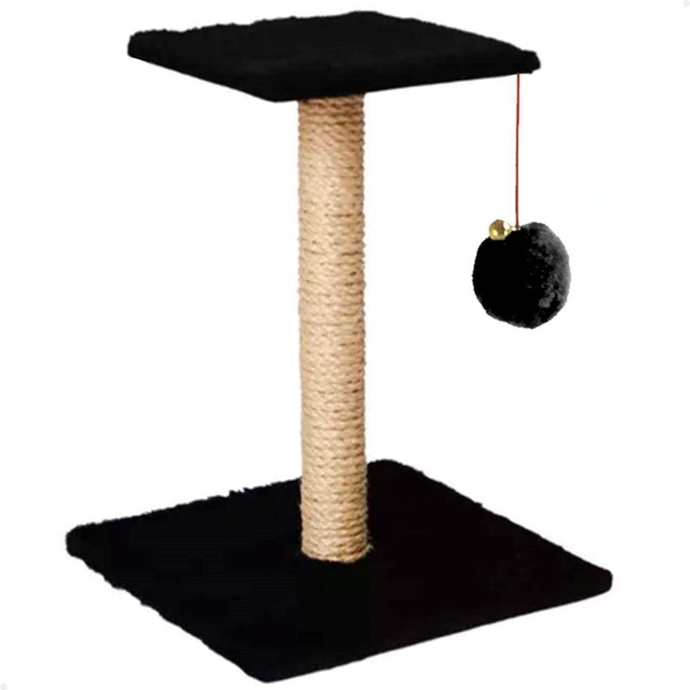 Arranhador para Gatos Pet Quadrado Poste Sisal com Brinquedo Pompom Pelúcia Guizo