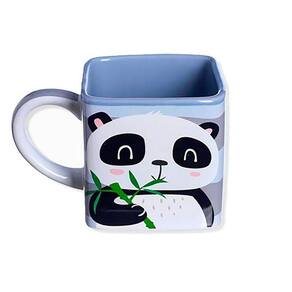 Caneca Cubo Quadrada Panda Bambu Bichinho Fofinho Fofo Café