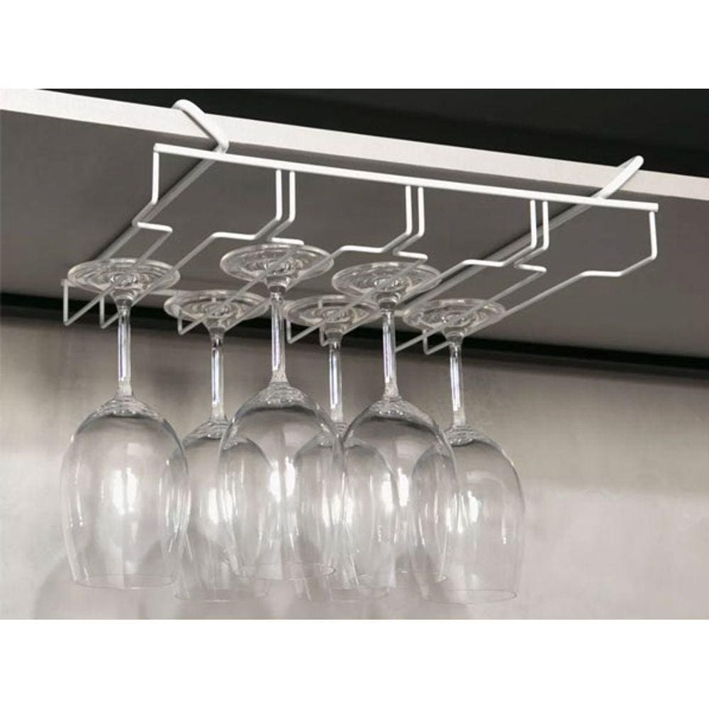 Suporte Móvel Porta 12 Taças Organizador Suspenso  Para  Cozinha Bar Hotel Cor Branco
