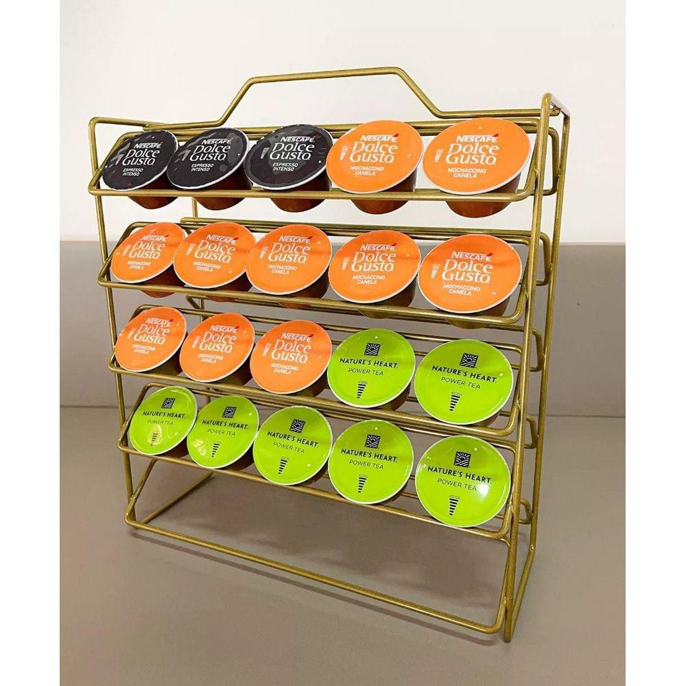 Suporte Porta 50  Cápsulas de Café Dolce Gusto  Reforçado Organizador Bancada Dourado
