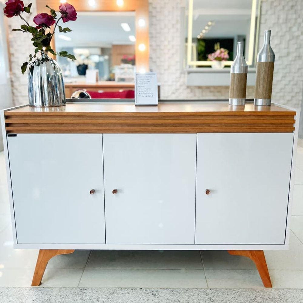 Buffet Moderno 3 Portas - Sevilha-Off white - Mavau Móveis