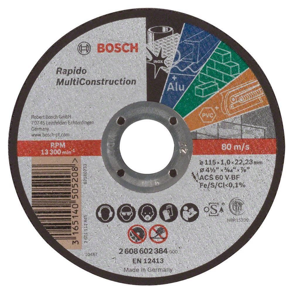 Disco de Corte Bosch MultiConstruction 115x1,0mm Centro Reto