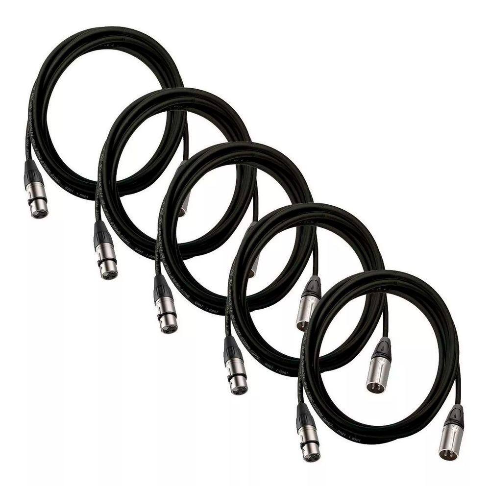 5 Cabos De Microfone Balanceado Xlr Santo Angelo 5m