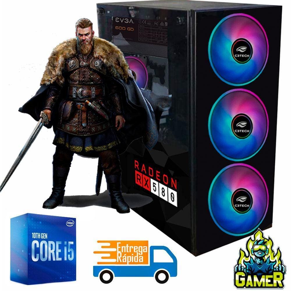 Gabinete Gamer Sobraltec + Fonte EVGA 600W + Cooler RGB + Placa Mãe Gigabyte + Core i5-10400F