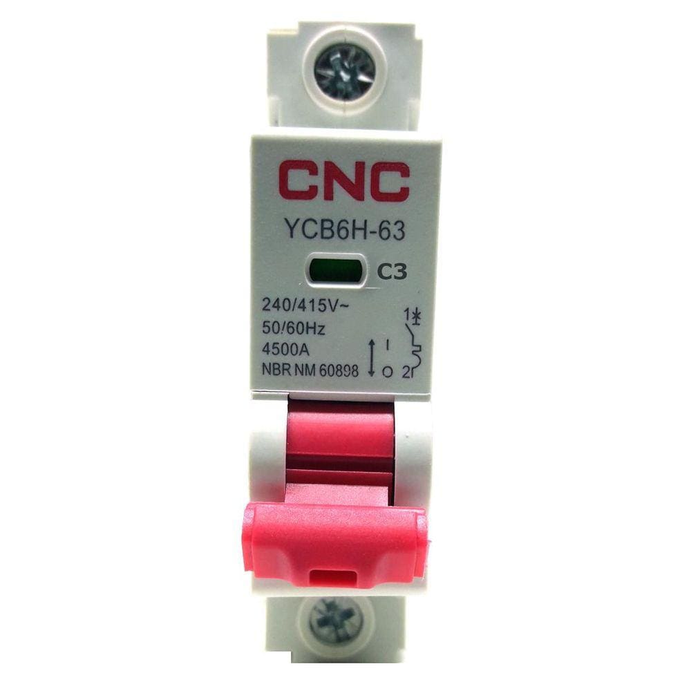 Disjuntor YCB6H-63 Unipolar 3A CNC - Marca: YCB6H-63 | Capacidade: 4500A | Dimensões: 17,8 x 78 x