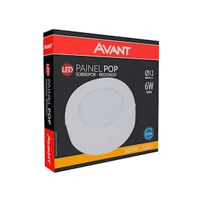 Plafon Painel LED Avant Redondo Sobrepor | 3K, 6W, 12cm, 360 Lúmens