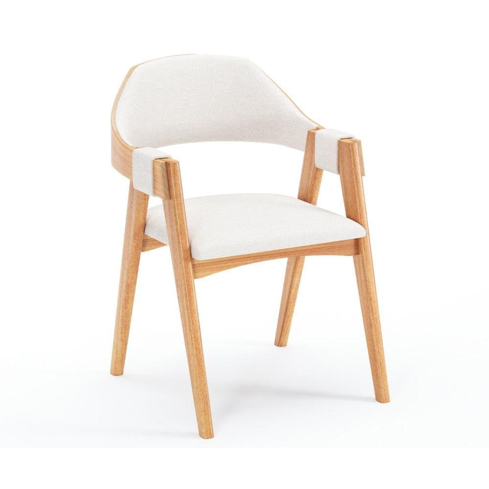 Cadeira Estofada Madrid Nozes/Off-White