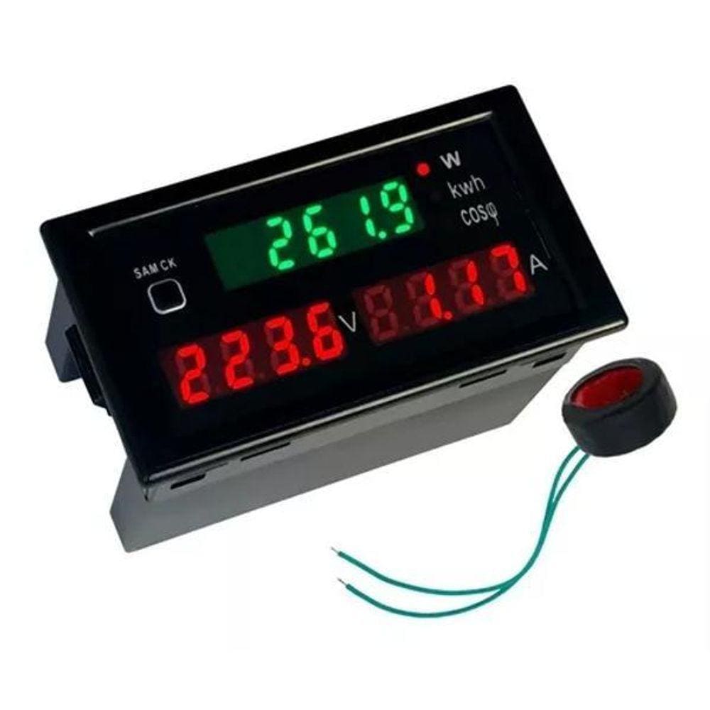 Medidor Voltage, Amperagem e Fator Potência 80-300Vac DL52-2047