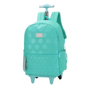 Mochila de Rodinhas Turquesa Com Bolinhas Up4you