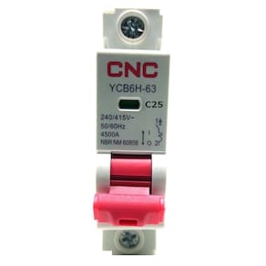 Disjuntor YCB6H-63 Unipolar C 25A CNC - Dim. 17,8 x 78 x 75,9 mm - 230/400V