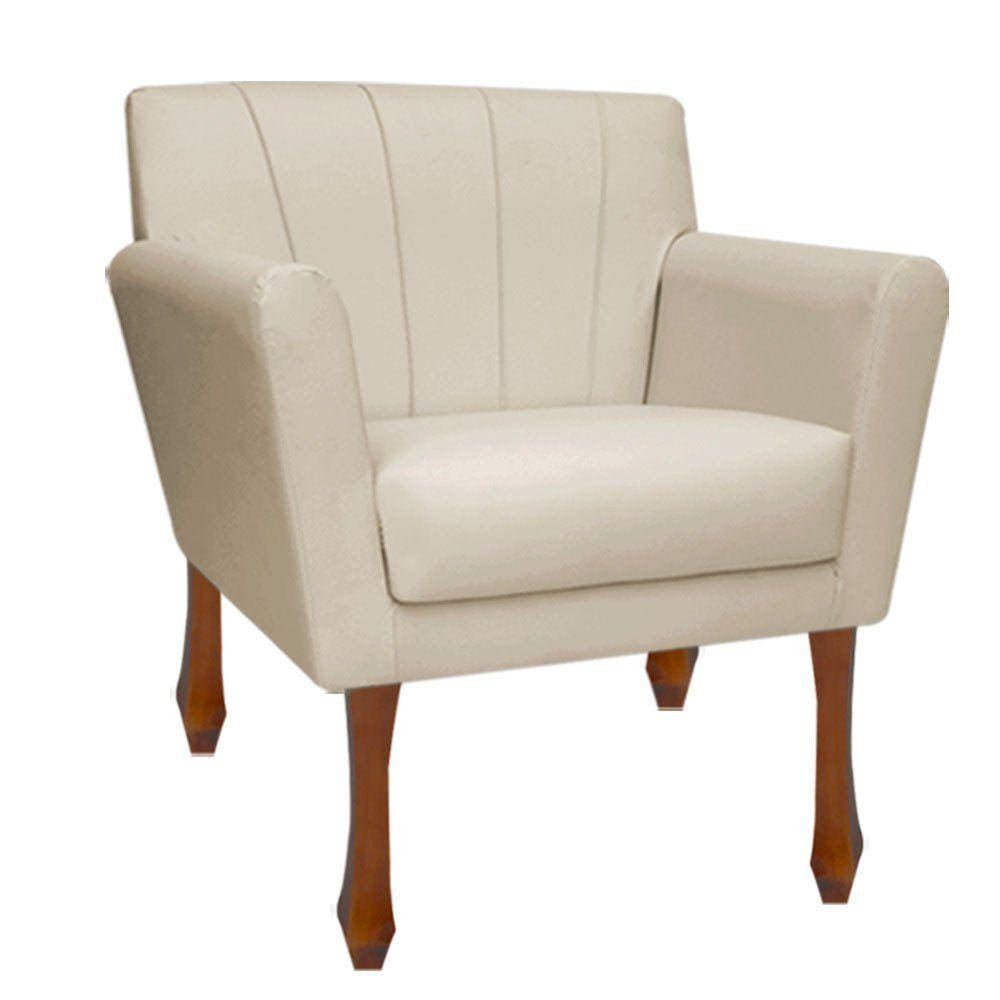 Poltrona Decorativa Retro Iza Suede Bege