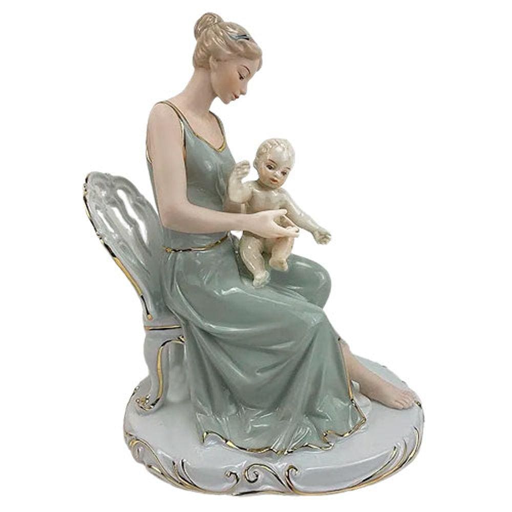 Escultura Dama com Bebê em Porcelana - 25x18cm - 28982