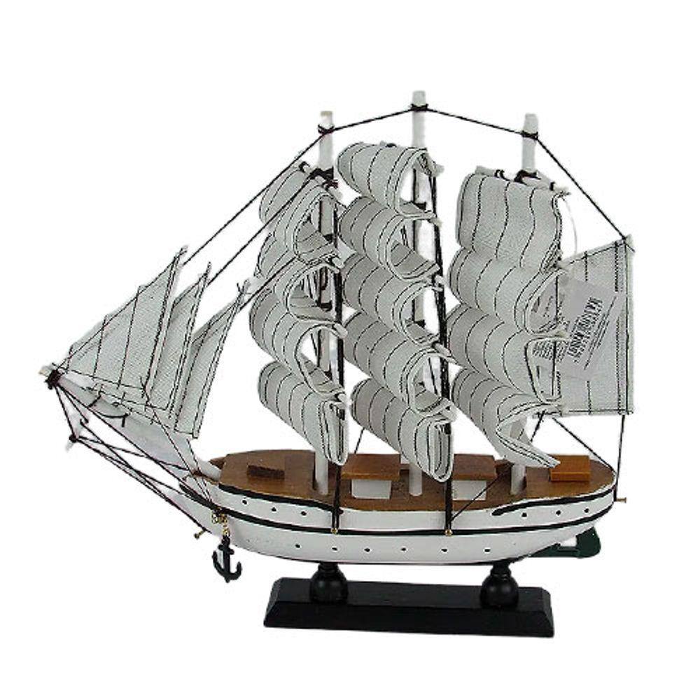 Escultura Barco Decorativo Branco - 24x5,5cm - 35908