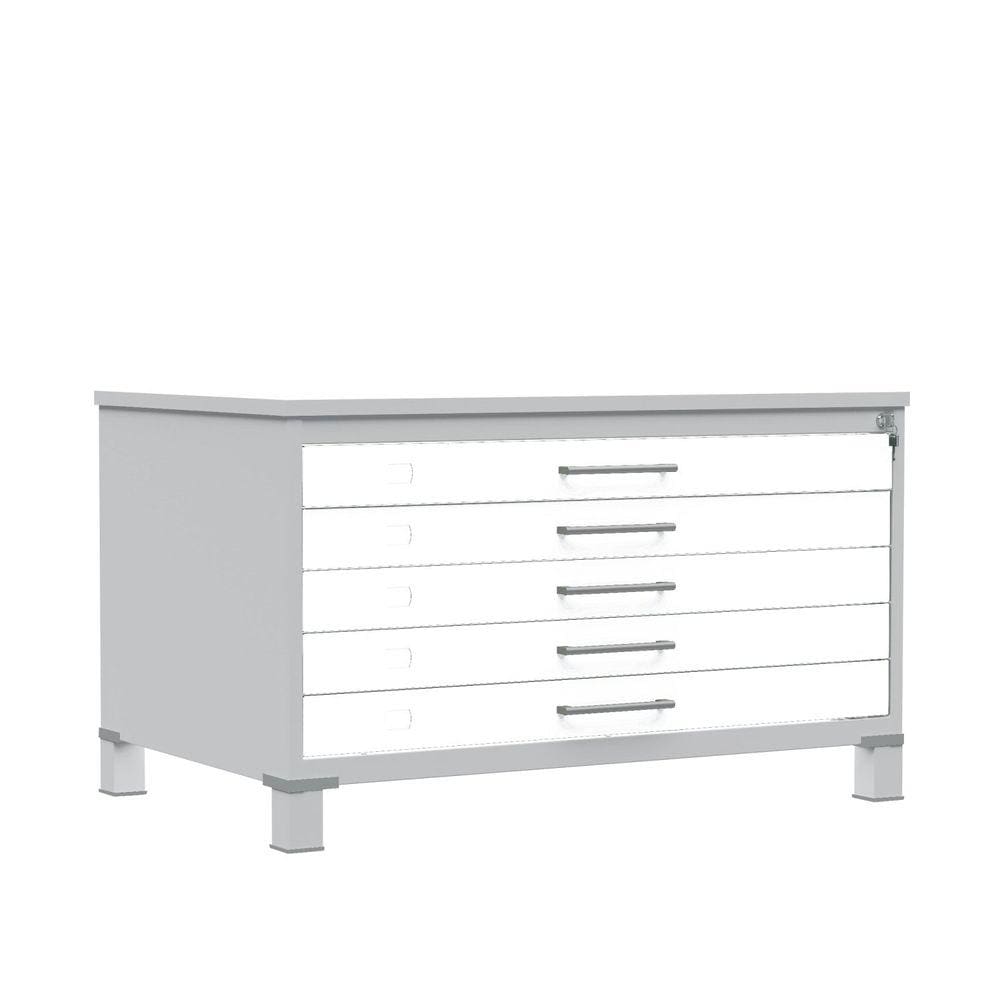 Mapoteca de Aço com 05 Gavetas Cinza/Branco