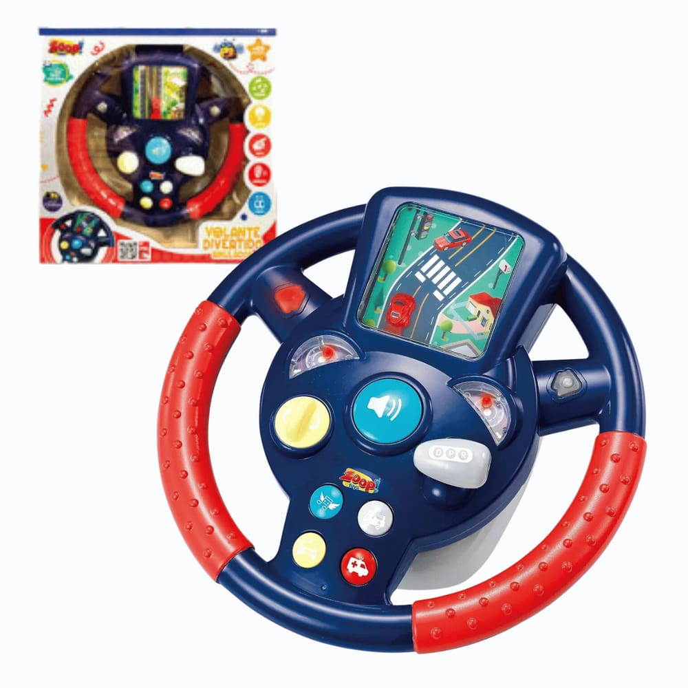 Volante Simulador Infantil Divertido com Simulador Zoop Toys
