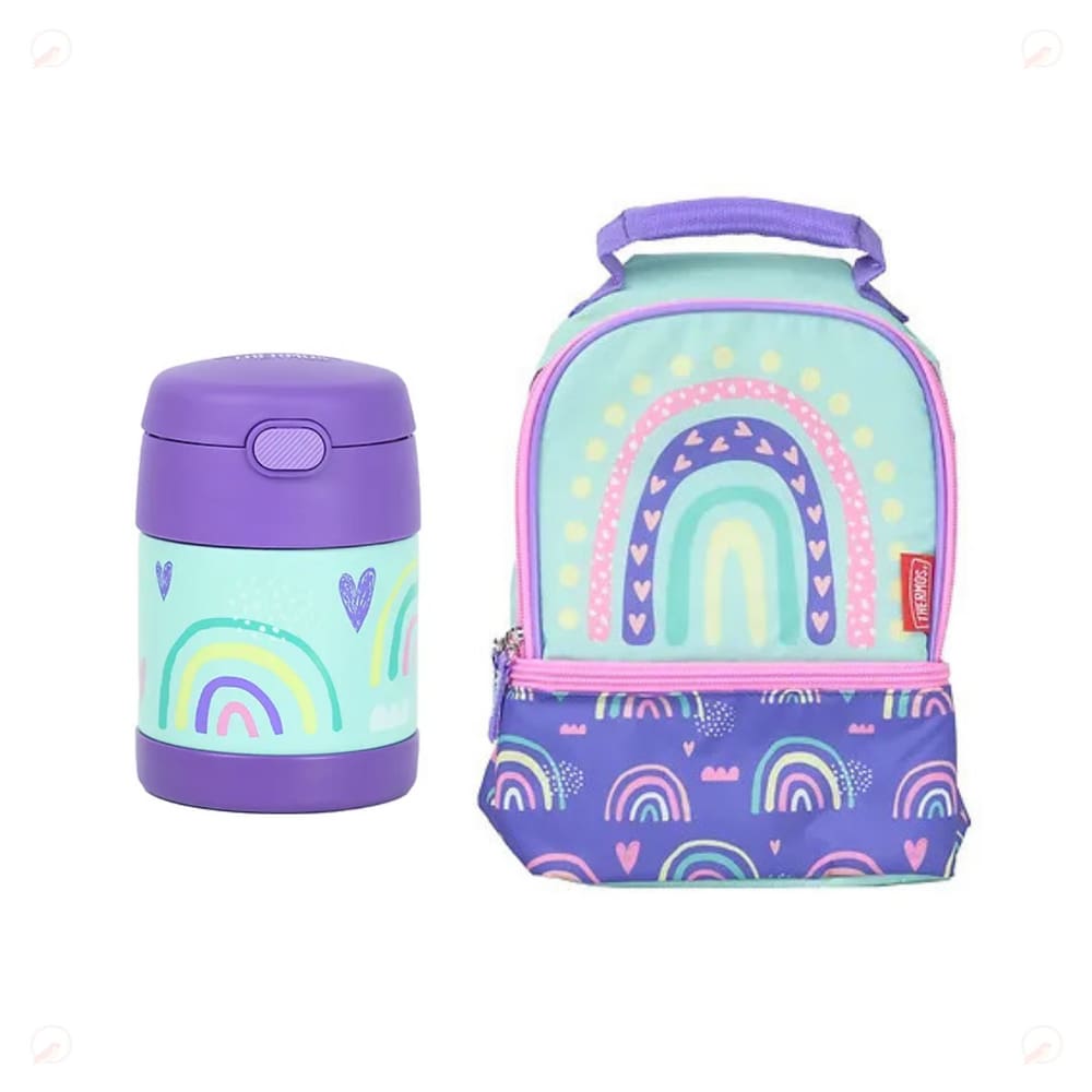 Kit Escolar Lancheira e Pote Térmico Arco-íris Thermos