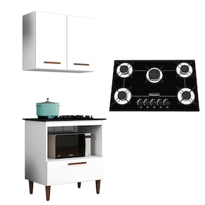 Kit Balcão Cooktop Chamalux 5 Bocas e Armario Aereo