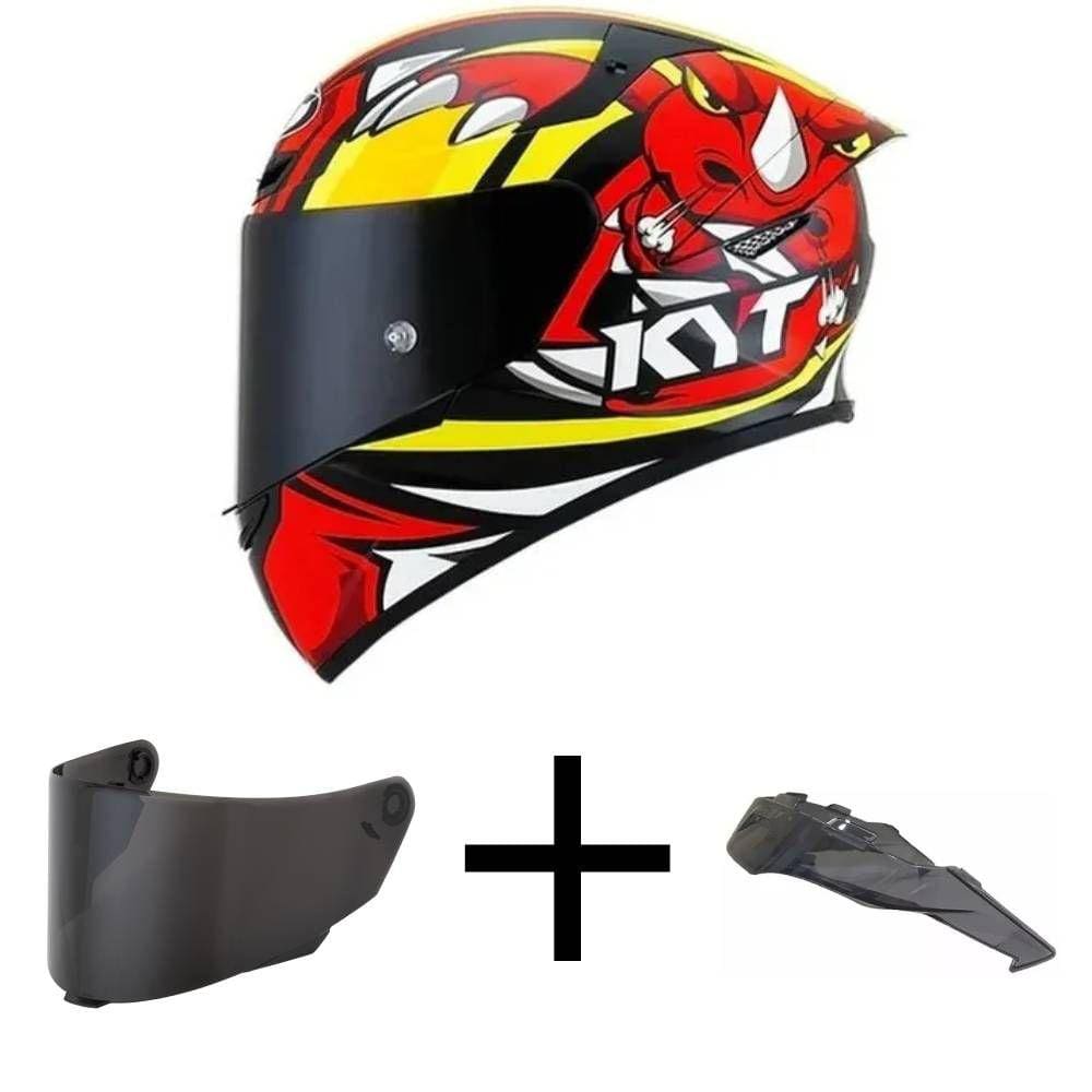 Capacete KYT TT Course Rhino Vermelho Mais Viseira Fumê e Spoiler Fumê