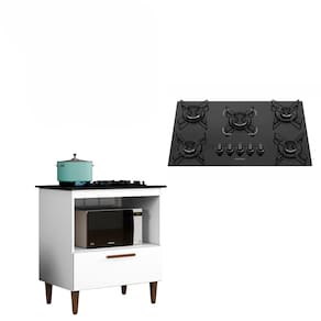 Kit Balcão Cooktop Itatiaia 1 Porta com Fogão Cooktop 5 Bocas