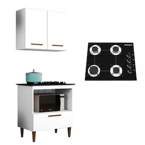 Kit Balcão Cooktop Chamalux 4 Bocas e Armario Aereo