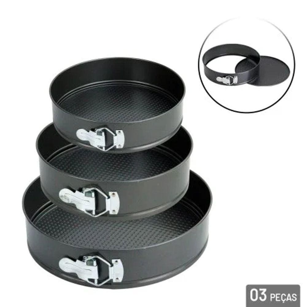 Forma para Bolo Aço Fundo Removivel 3 Tamanhos