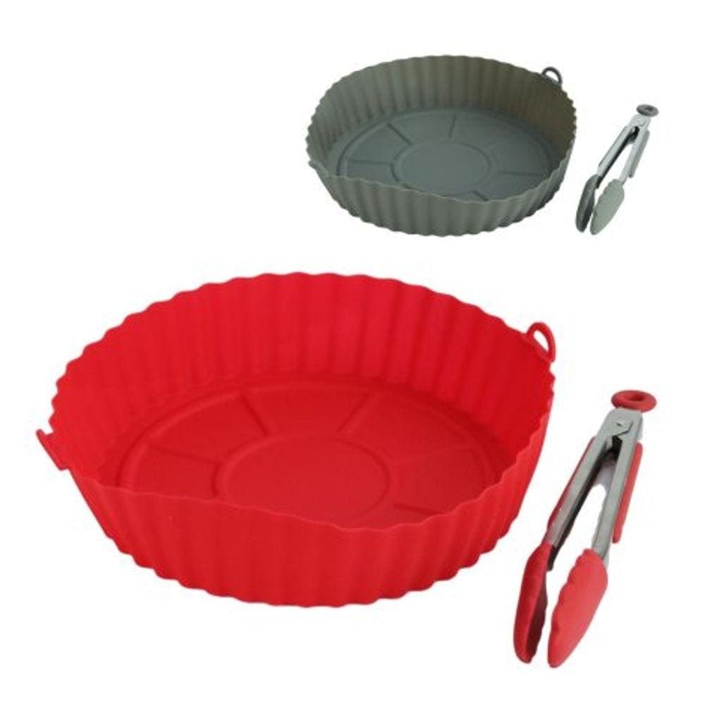 Forma Fritadeira Silicone Redonda com Pegador 18cm