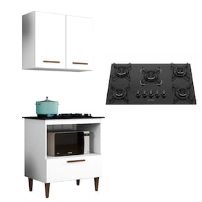 Kit Balcão Cooktop Itatiaia 5 Bocas e Armario Aereo
