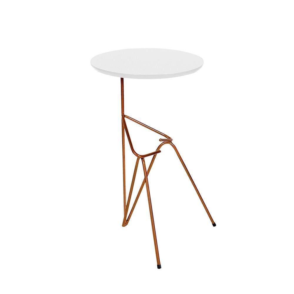 Mesa De Canto Lateral Mesinha Bambino Cobre - Branco