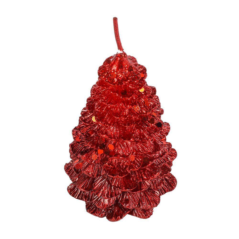 Vela de Natal Árvore Le com Glitter 5x10cm