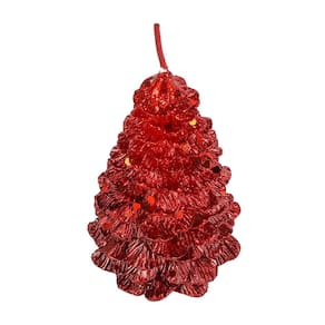 Vela de Natal Árvore Le com Glitter 5x10cm