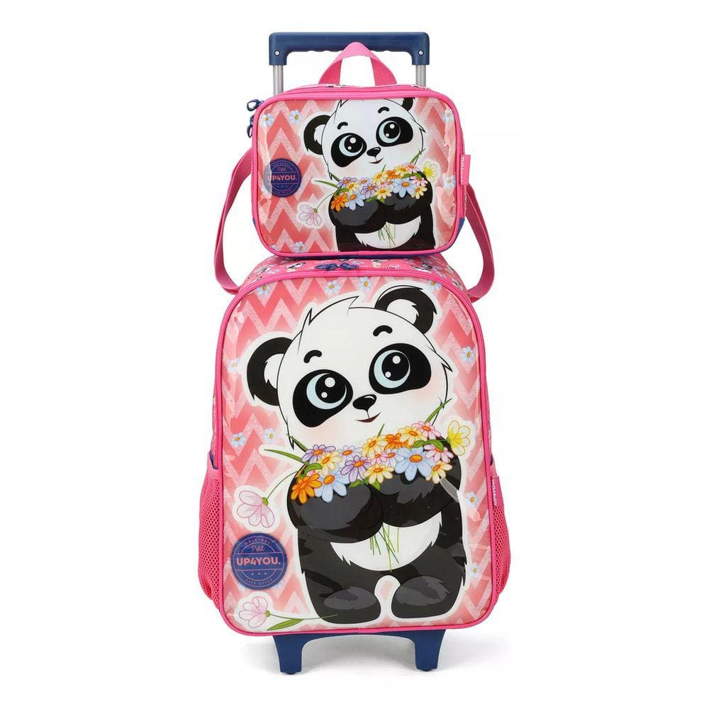 Kit Mochila Com Estojo Rosa Infantil Pandinha - Luxcel