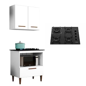 Kit Balcão Cooktop Itatiaia 4 Bocas e Armario Aereo