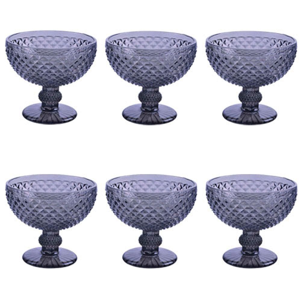 Jogo de 6 Taças Roxo Fumê para Sobremesa - 310ml - 35680