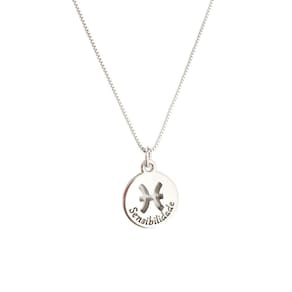 Colar Signo Peixes Banhado Platina - Sensibilidade - Rosa