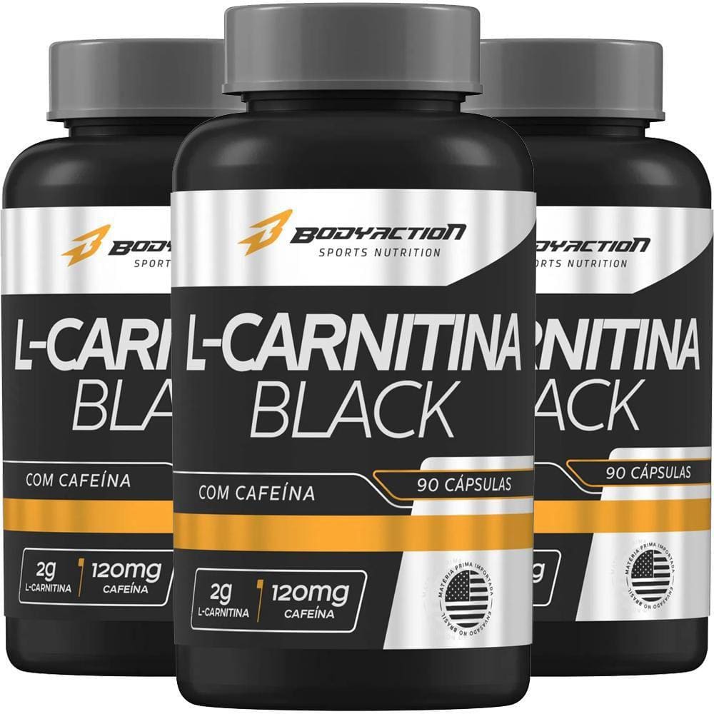L-Carnitina Black 2G Cafeína 120Mg 90 Cápsulas Bodyactio 3Un