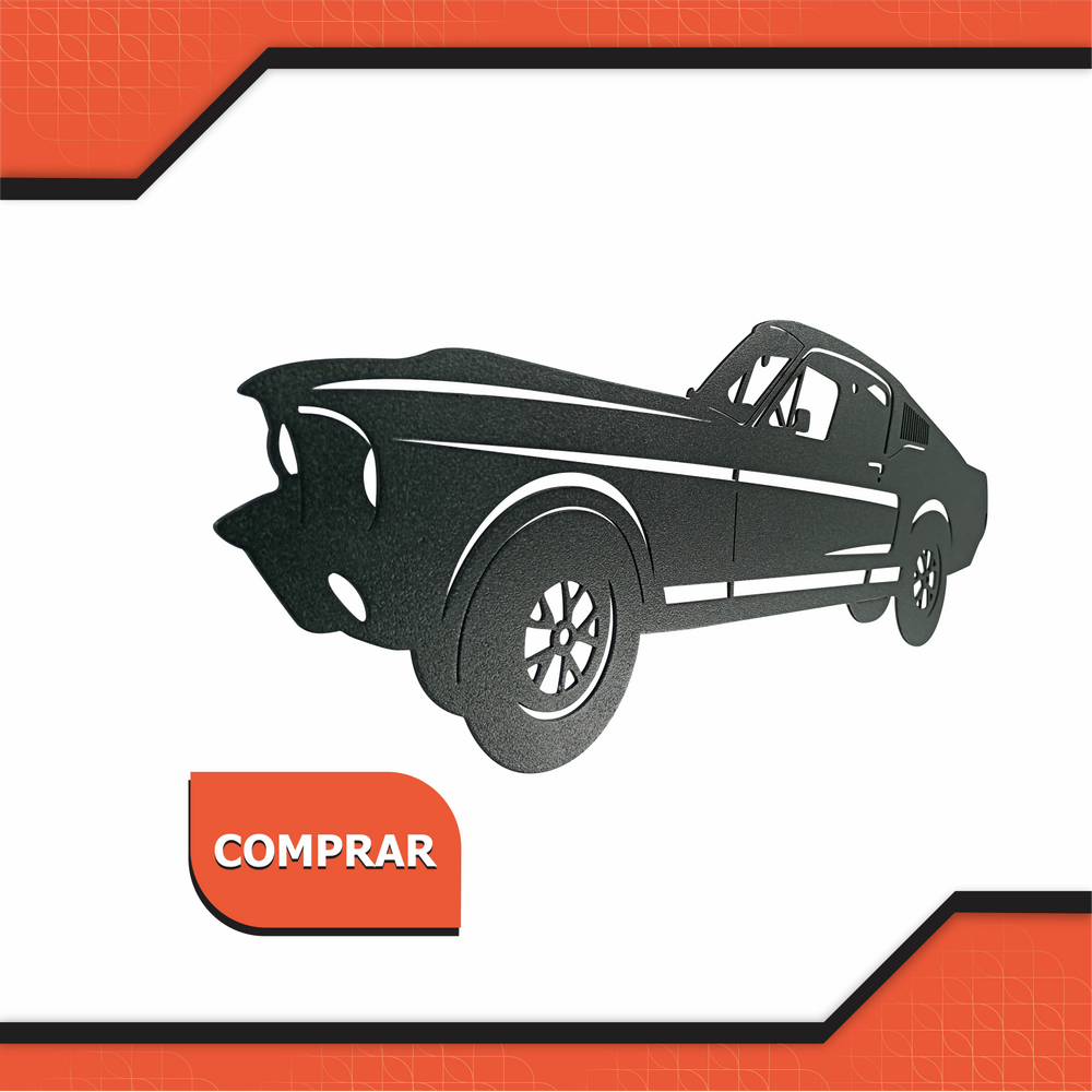 Quadro Mustang Design 13x40 Cm Preto Lixa