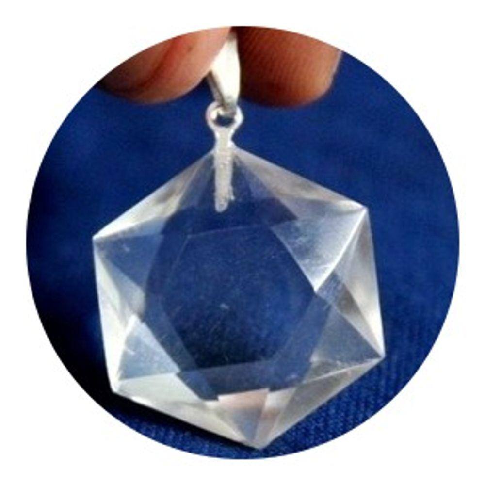 Colar Estrela de Davi Pedra Cristal Montagem Pino Prateado