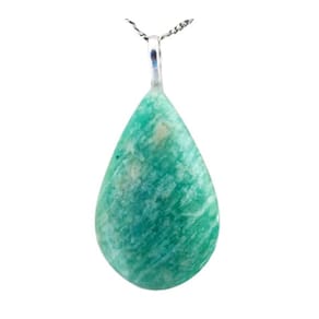 Colar Gota Amazonita Verde Natural Castoação Pino Prata 950