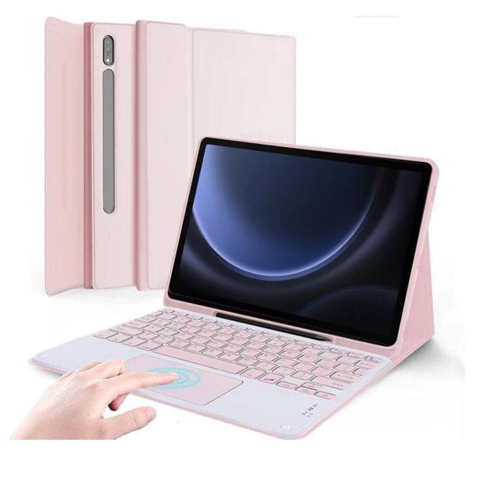 Capa Teclado Touchpad Galaxy Tab S9 Fe+ X610 Rosa
