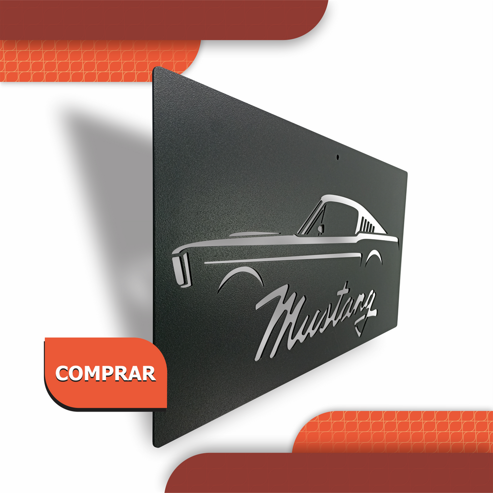 Quadro Mustang 23x45 Cm Preto Lixa