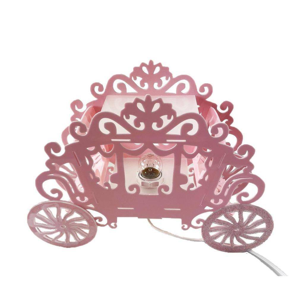 Abajur Luminária Carruagem Princesa - Rosa
